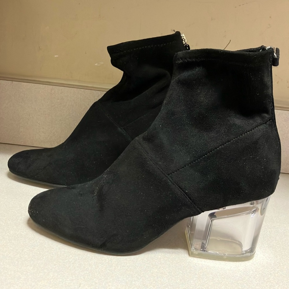 Black booties with clear heel, Steve Madden